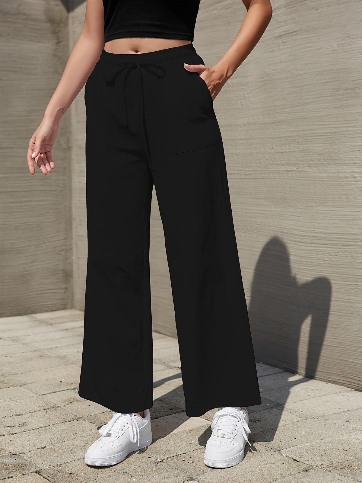 Pantalon en lin grande taille — Sept teintes, poches devant