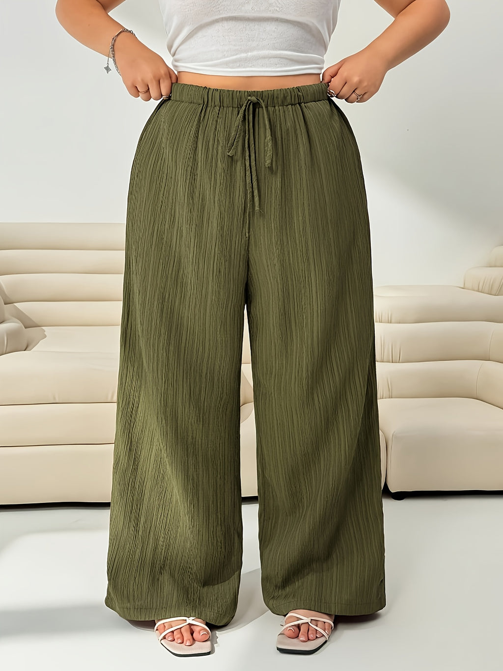 Pantalon d'été grande taille — Lot de 3 palazzos froissés