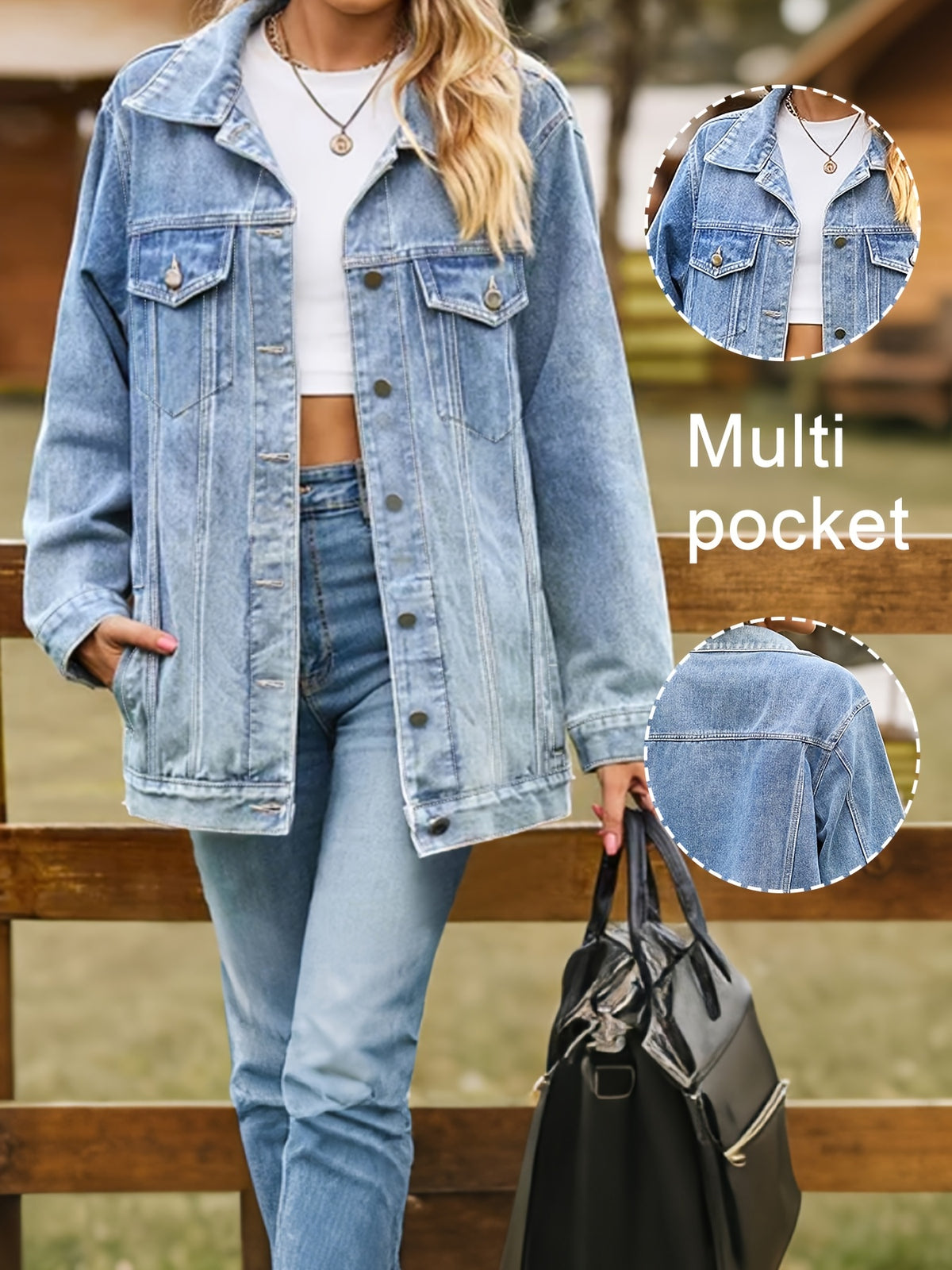 Veste grande taille, coupe oversize, poches plaquées, tenue franche, vue de profil