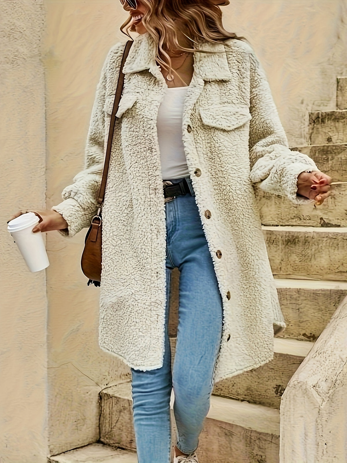 Manteau grande taille en sherpa, toucher doudou, chaleur d'hiver