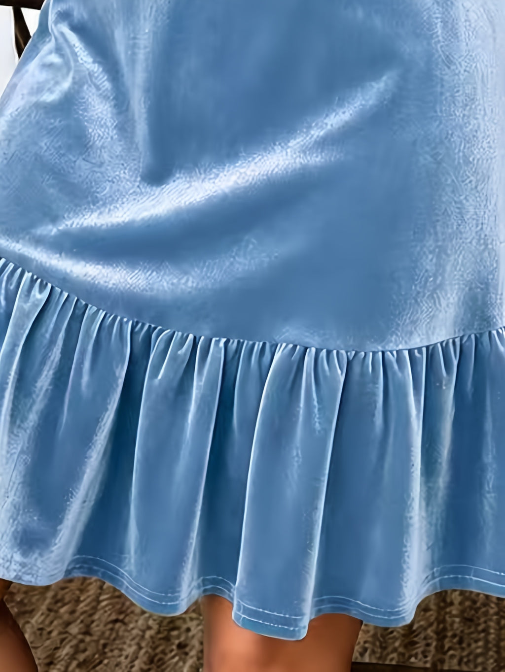 Robe grande taille en velours, coupe ample, volants, toucher profond