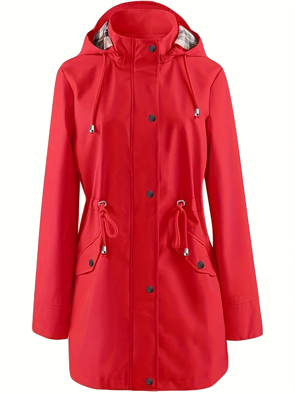 Veste grande taille à carreaux, coupe oversize, capuche, vu de dos