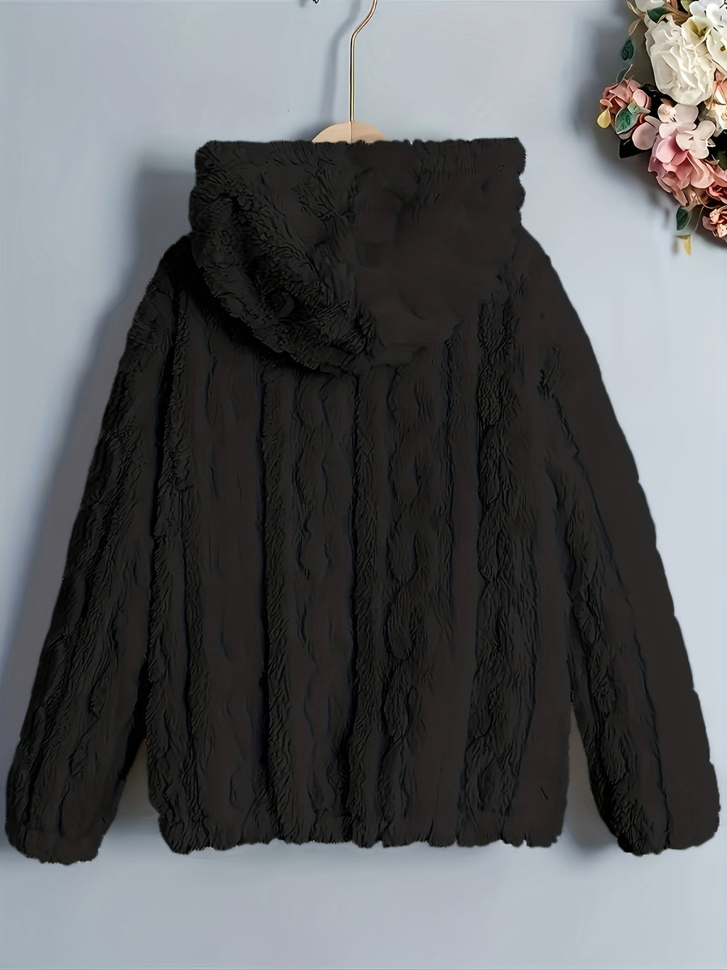 Sweat grande taille, coupe ample, capuche, chaleur d'hiver, vu de dos