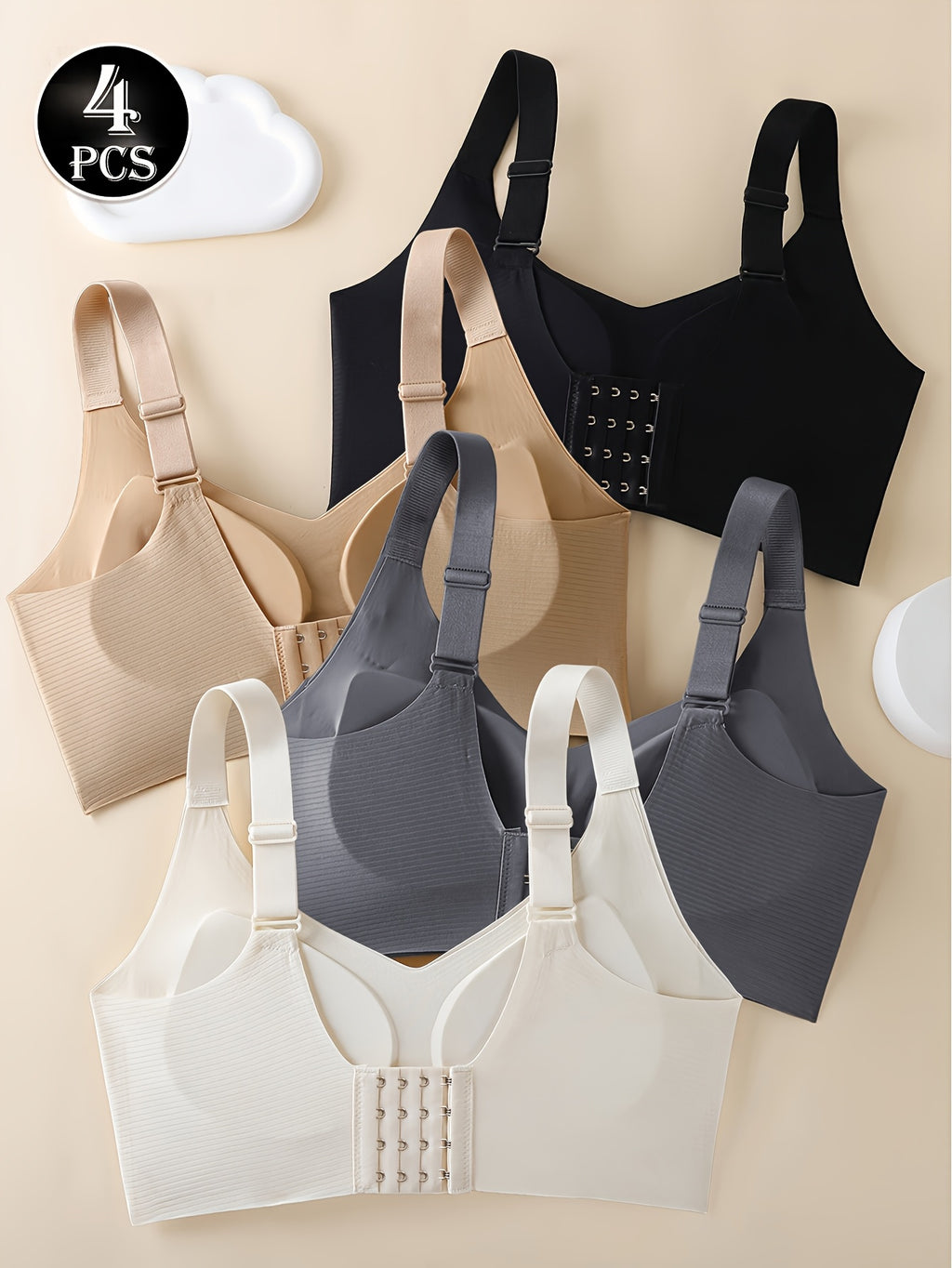Soutien-gorge grande taille — Quatuor en maille côtelée