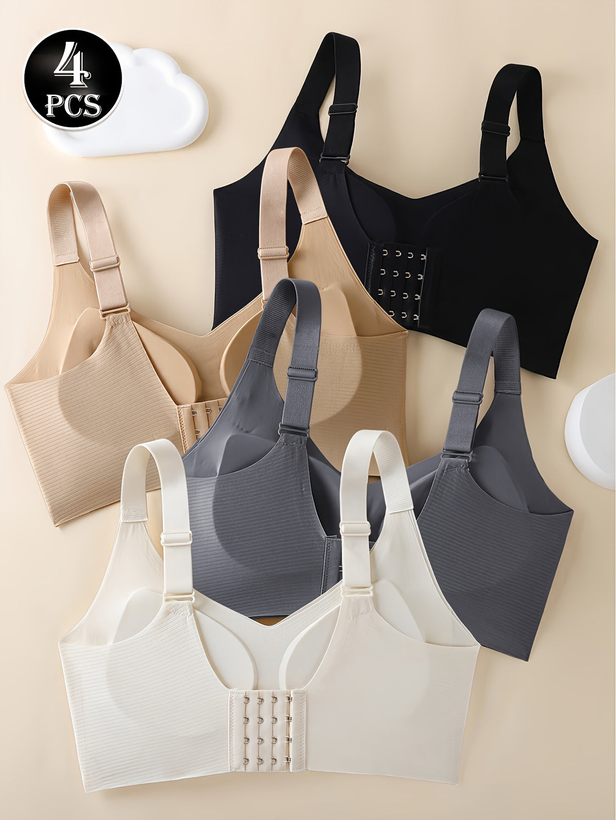 Soutien-gorge grande taille — Quatuor en maille côtelée