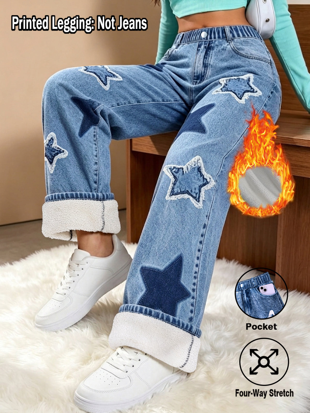 Pantalon grande taille, coupe ample, poches pratiques, tenue franche — composition : 95% Polyester, 5% Élasthanne