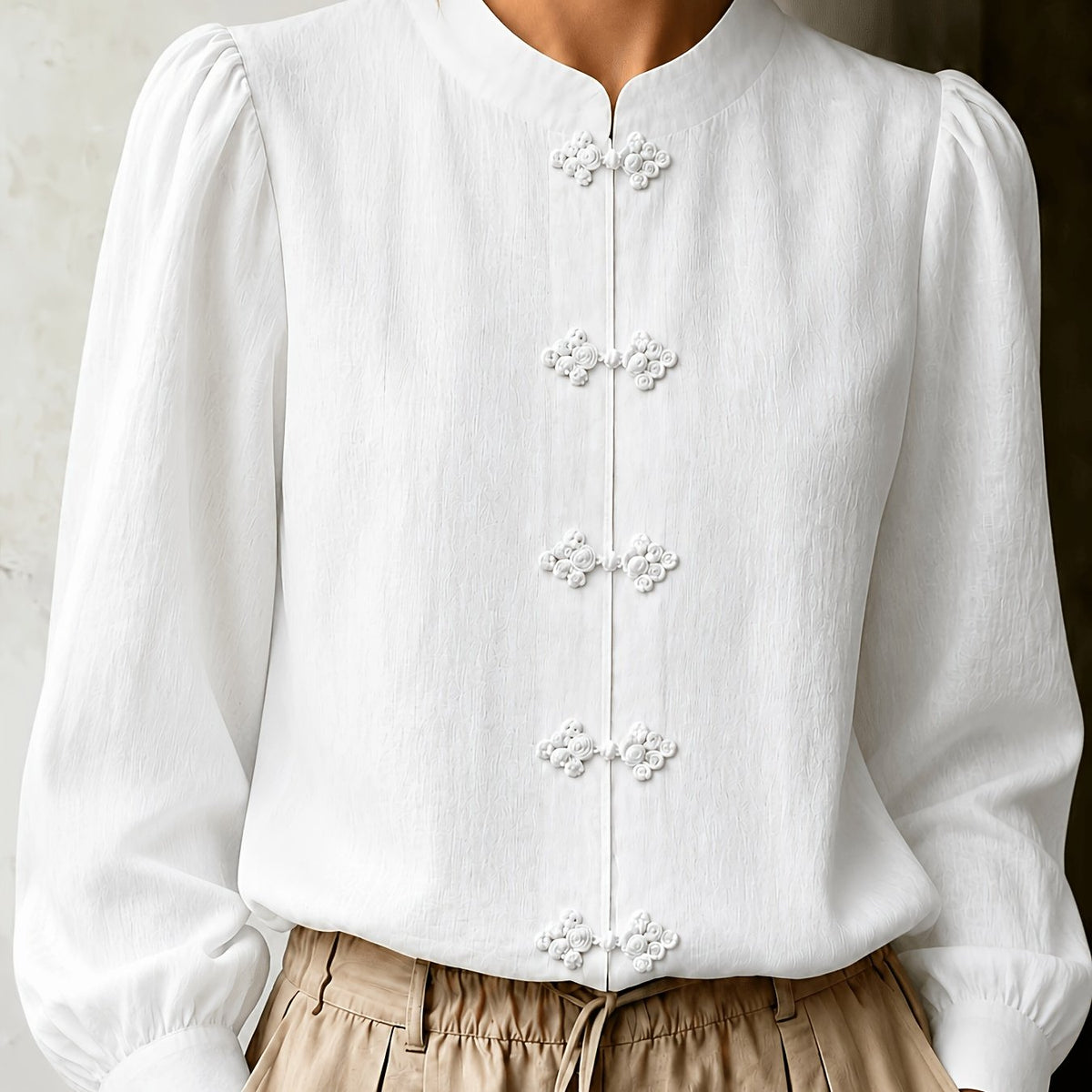 Chemise grande taille, coupe oversize, manches longues, esprit vacances — matière : polyester
