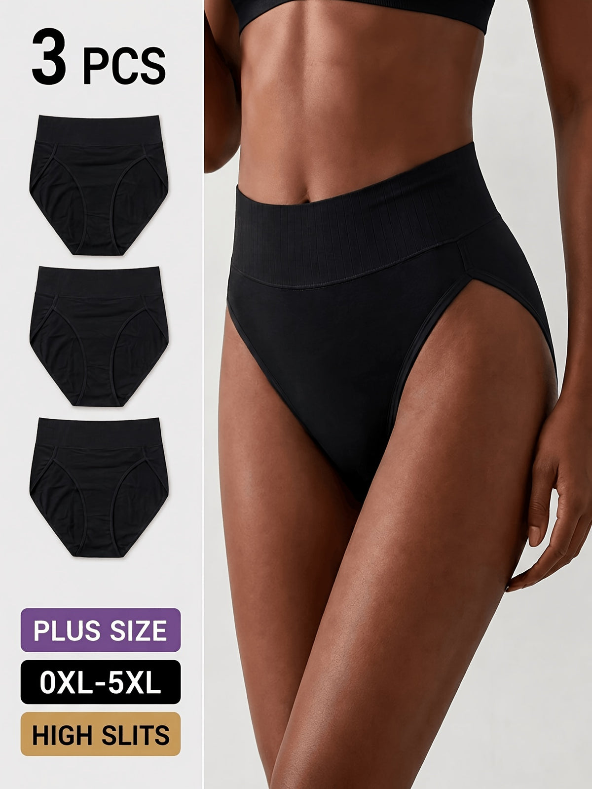 Culotte grande taille, fente, toucher naturel — matière : coton Image