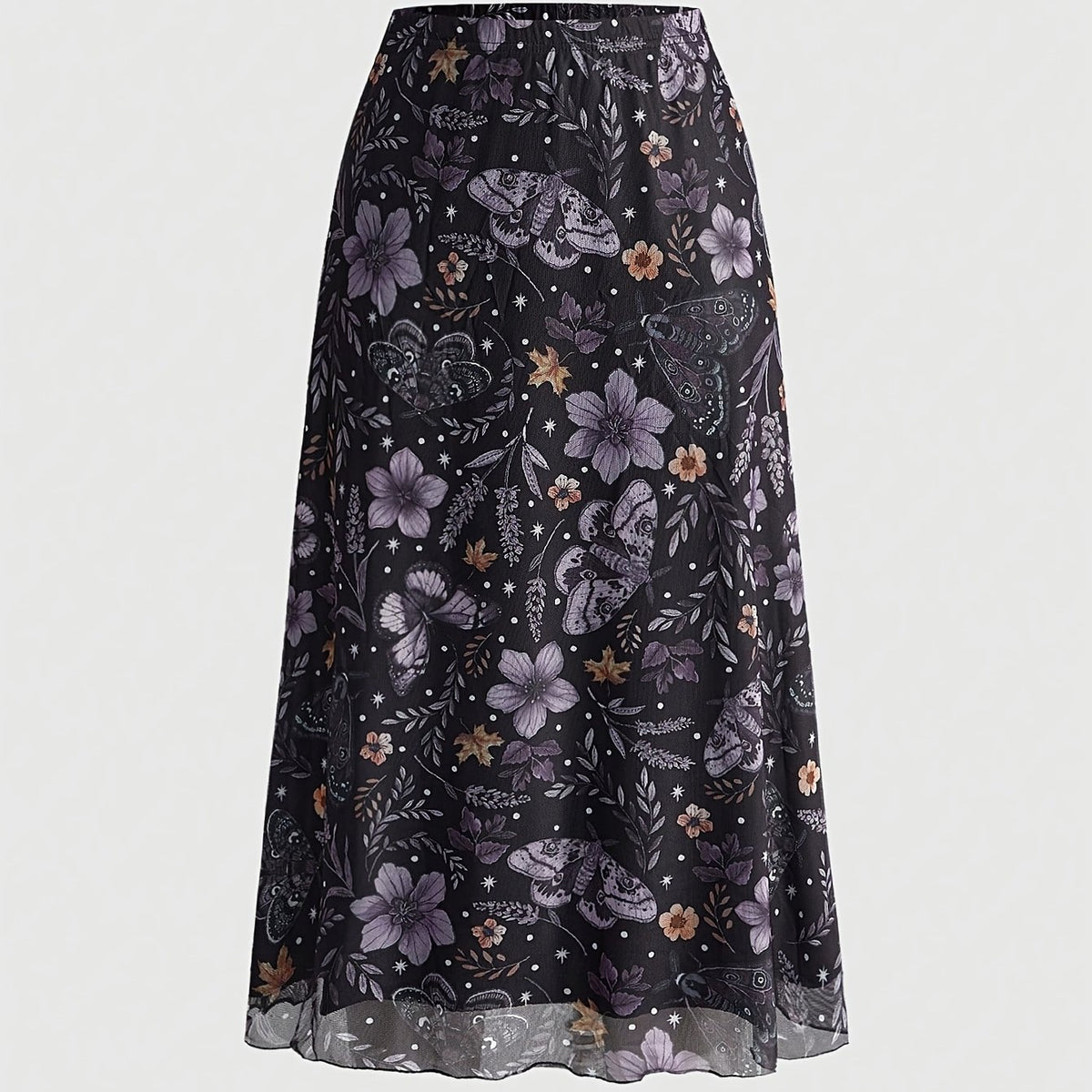 Jupe grande taille à imprimé fleuri, coupe droite, imprimé floral, tissu opaque