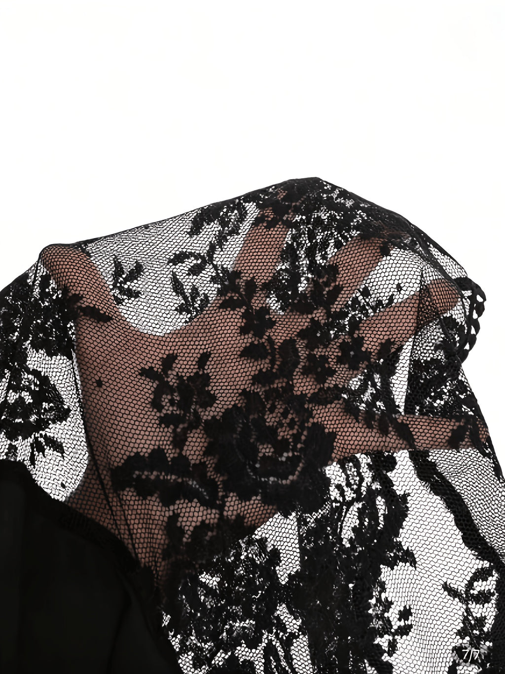 Blazer grande taille en dentelle, effet ajouré, détail du tissu