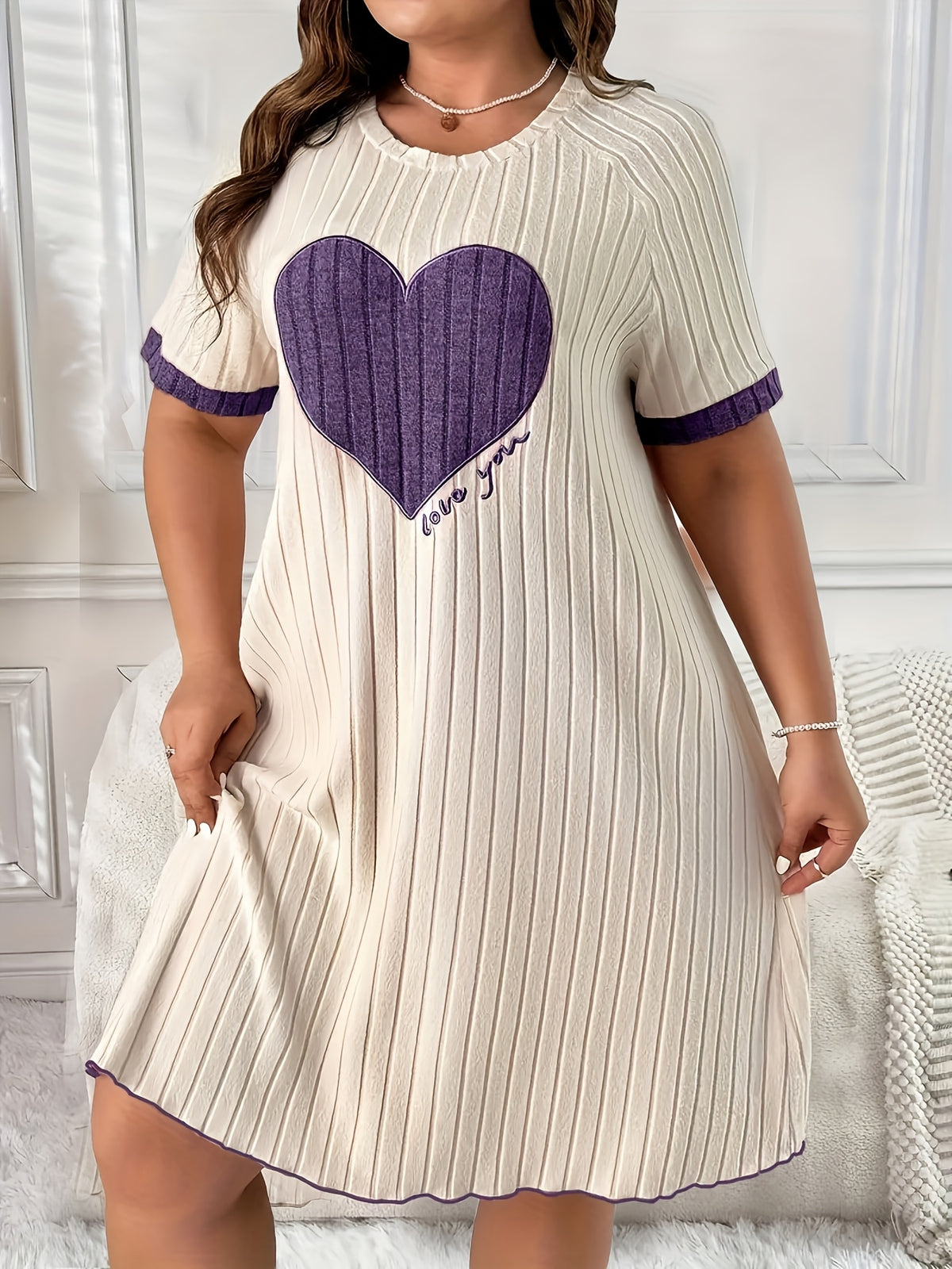 Chemise de grande taille, lot de 2 à cœur appliqué