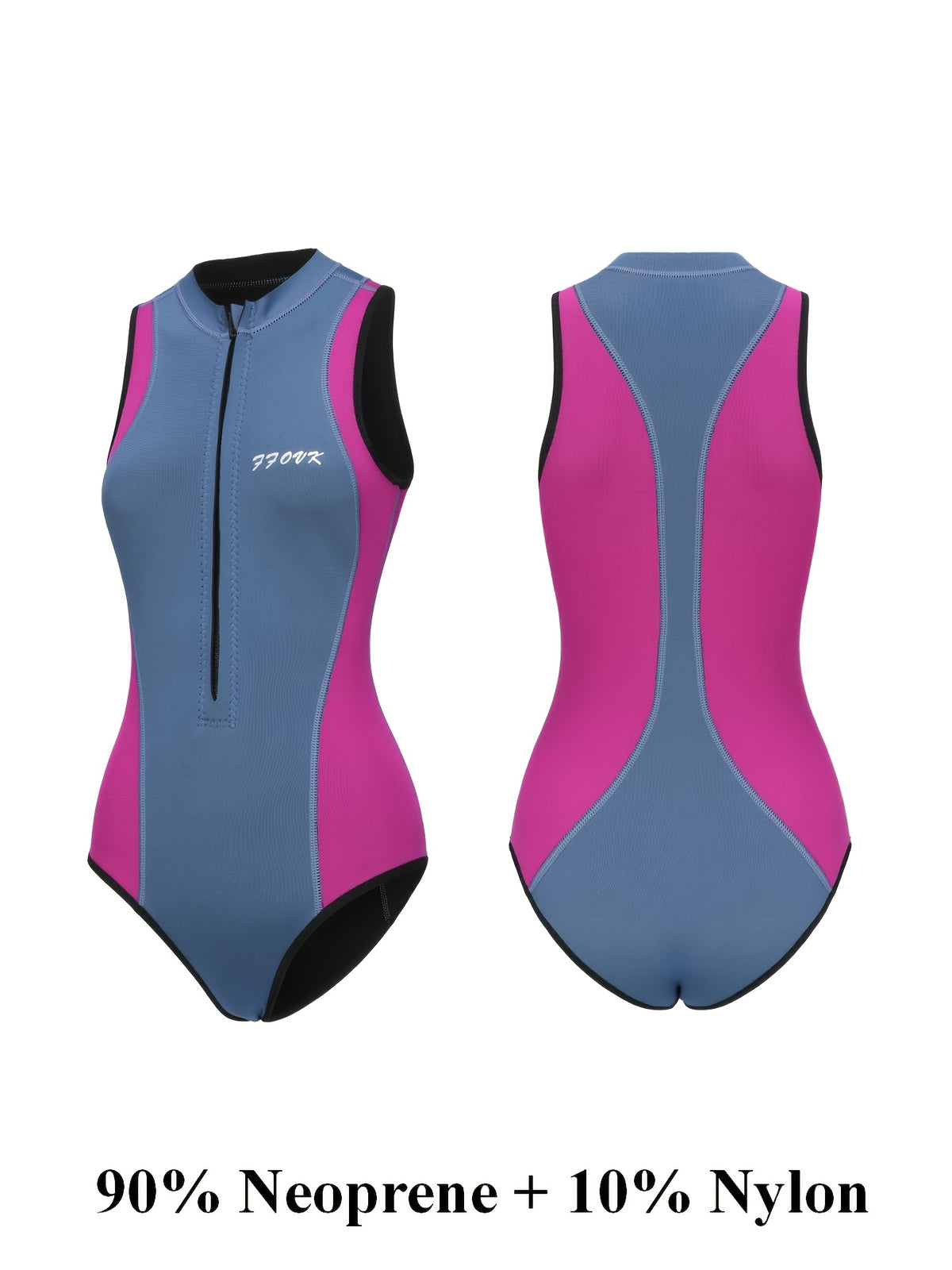 Maillot de bain grande taille, coupe oversize, fermeture zippée — composition : 90% Néoprène, 10% Nylon