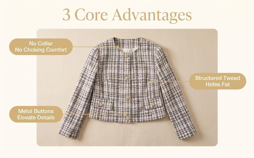 Veste grande taille en tweed — matière : tweed