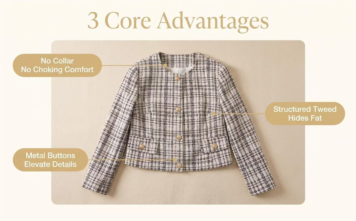 Veste grande taille en tweed — matière : tweed
