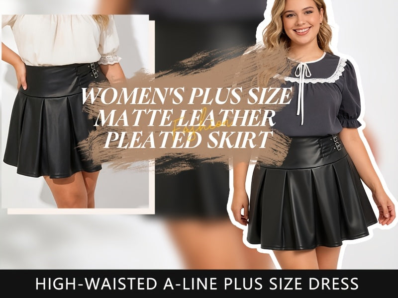 Jupe grande taille en cuir synthétique, coupe courte, plissés, allure cuir Image