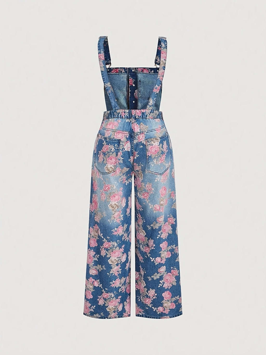 Salopette grande taille à imprimé fleuri, tenue franche, tissu opaque