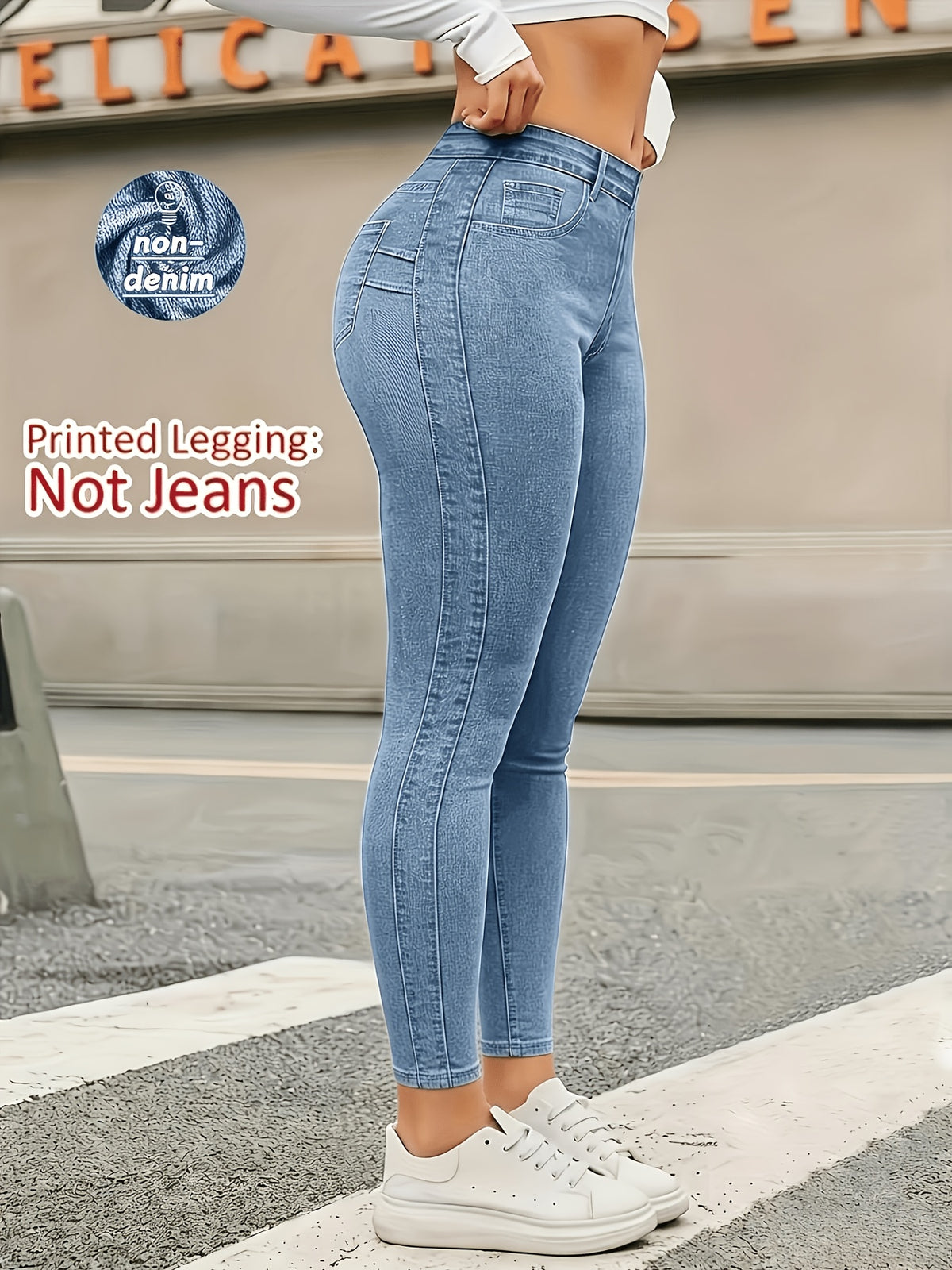 Legging imprimé grande taille — Lot de deux, effet denim