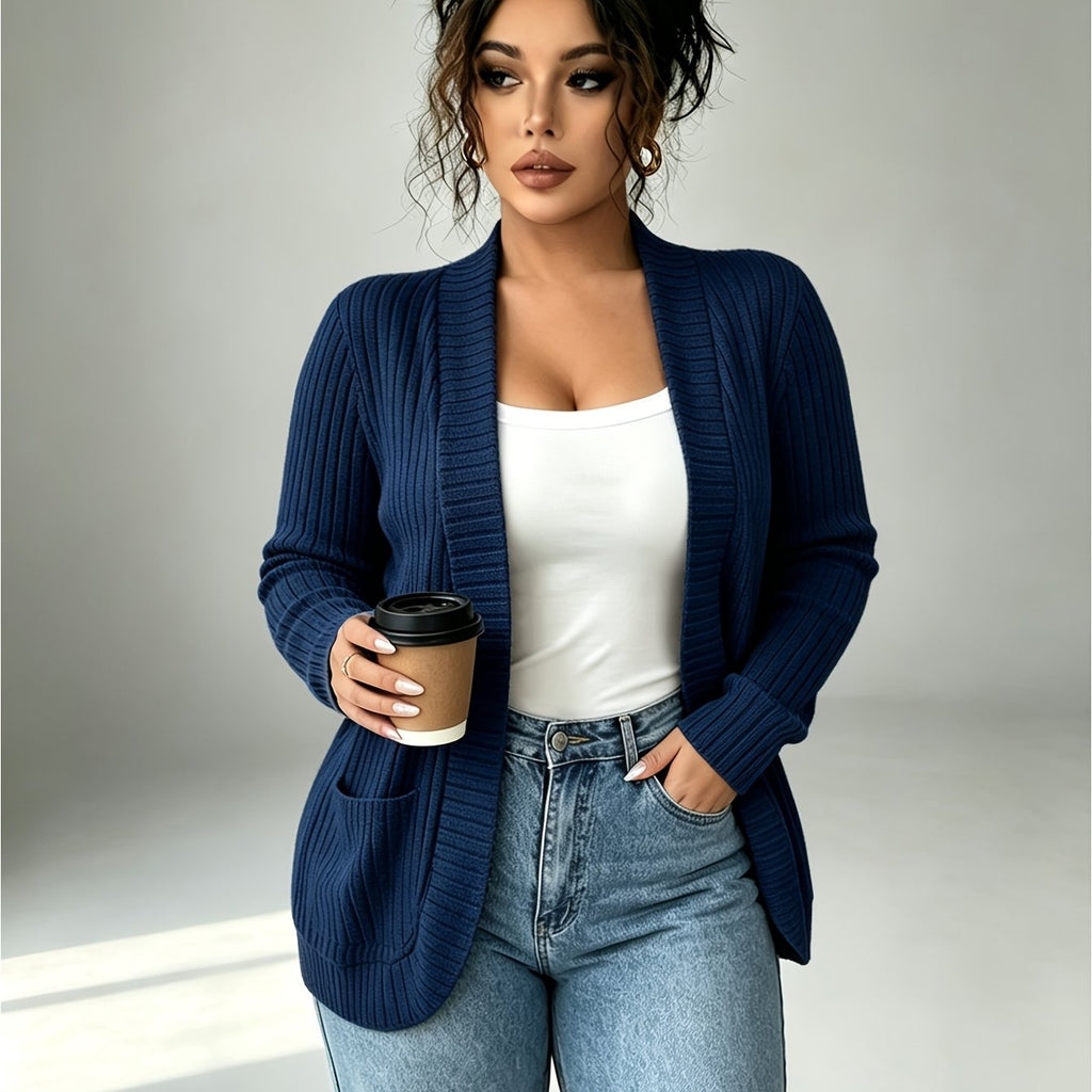 Cardigan grande taille, coupe ample, manches longues, tissu opaque