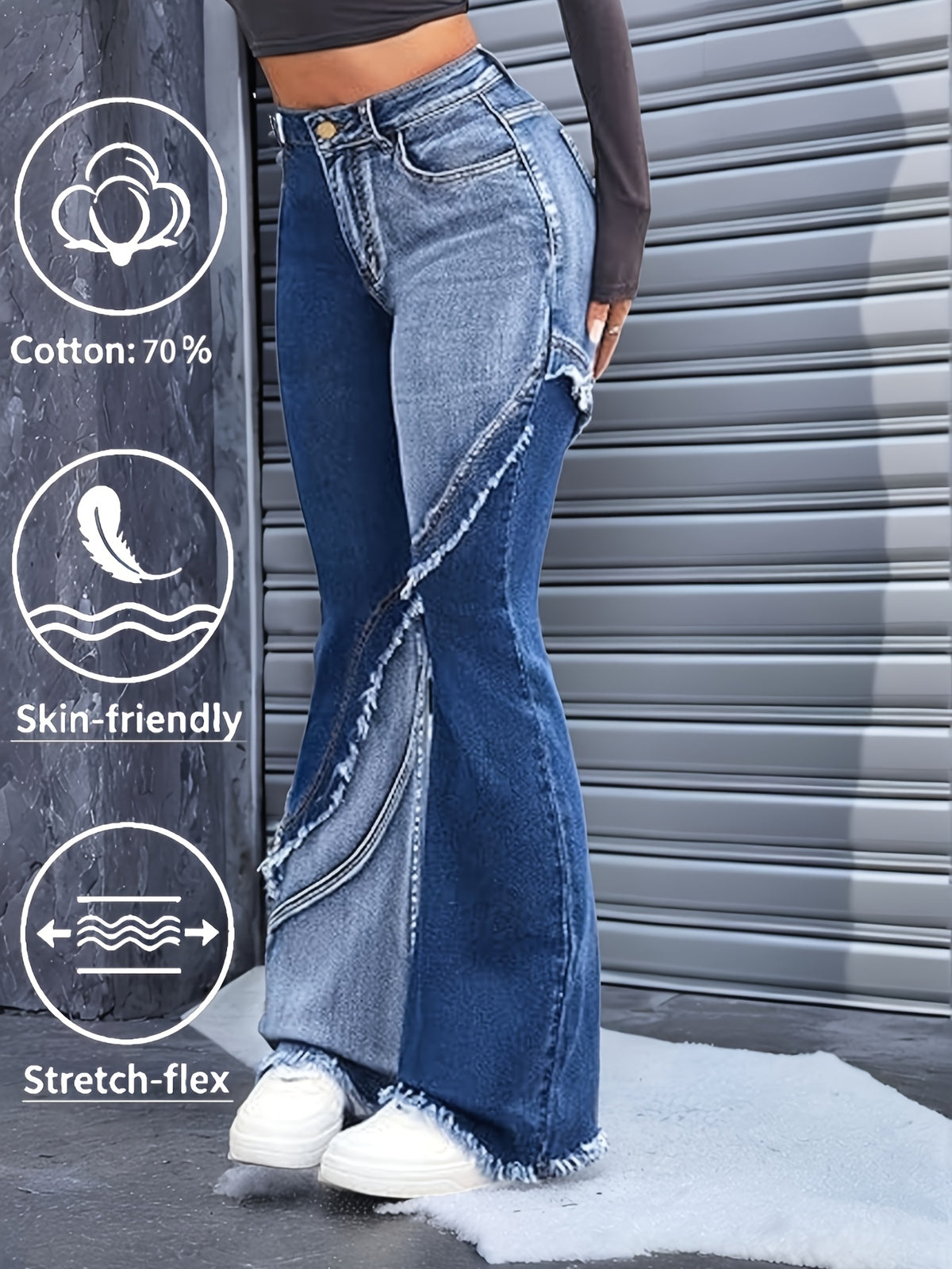 Pantalon grande taille, coupe évasée, tenue franche, chaleur d'hiver, détail du col