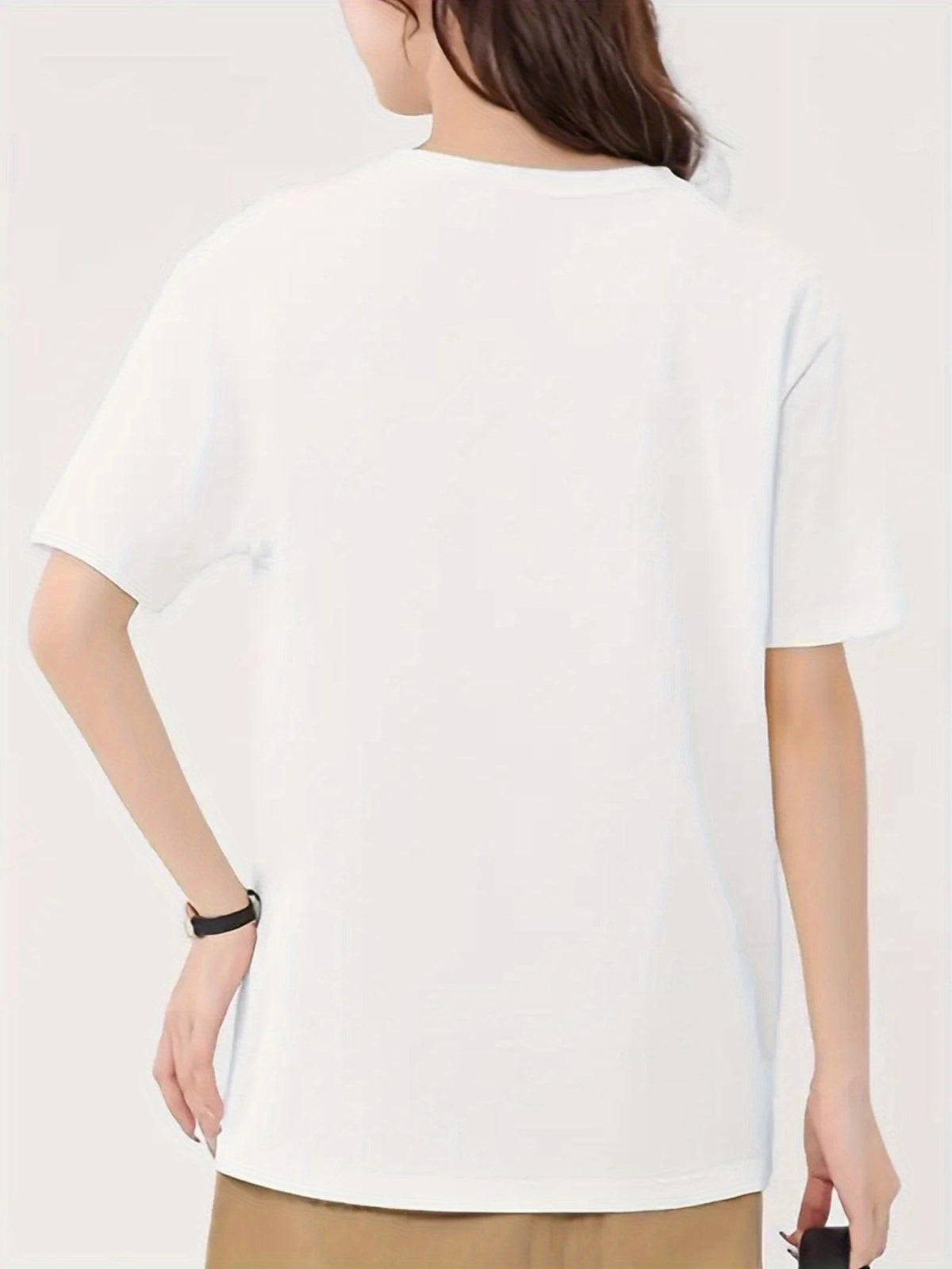 T-shirt grande taille à imprimé fleuri, manches courtes, toucher naturel