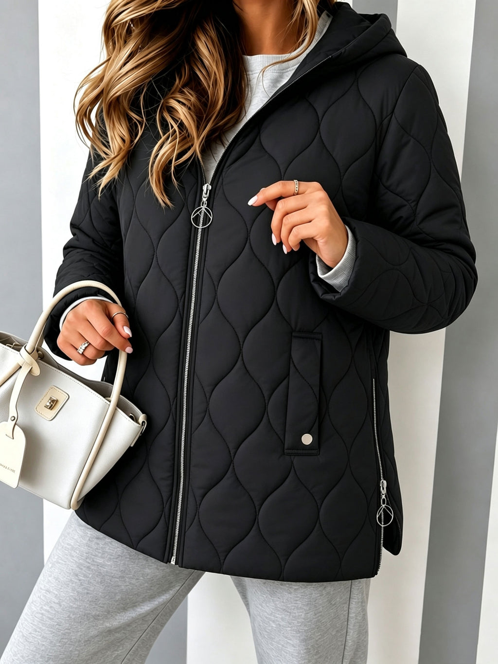 Manteau grande taille, coupe ample, capuche