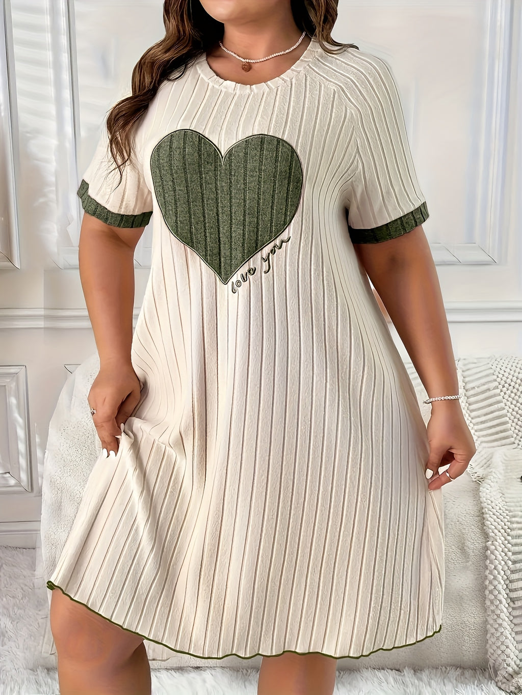 Chemise de grande taille, lot de 2 à cœur appliqué
