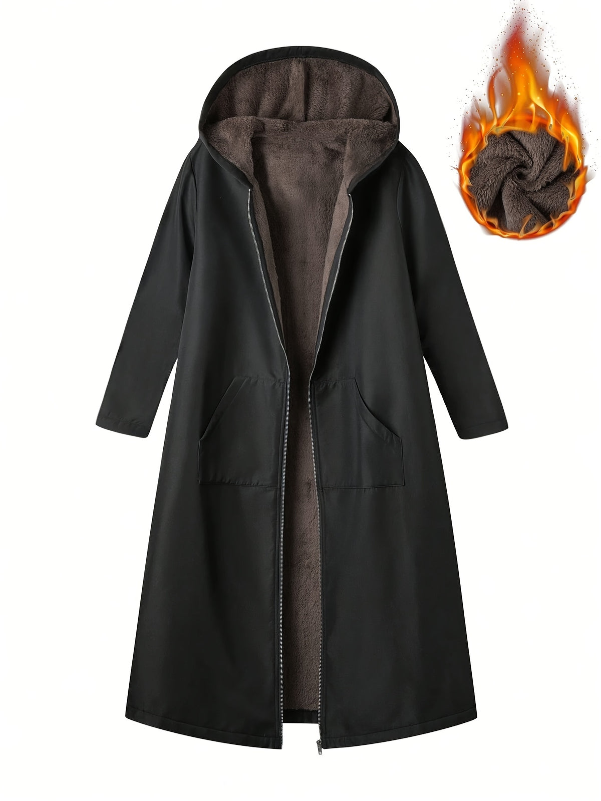 Parka grande taille, poches pratiques, chaleur d'hiver — matière : polyester