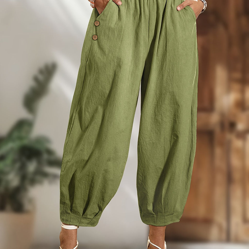 Pantalon grande taille, ligne nette, allure élégante, vue de profil
