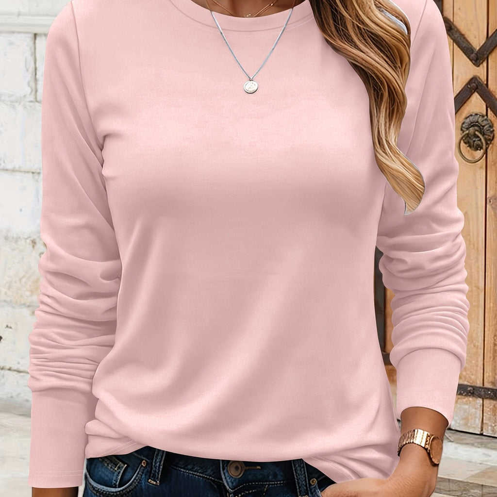 T-shirt grande taille, col rond, manches longues, toucher naturel, détail du tissu