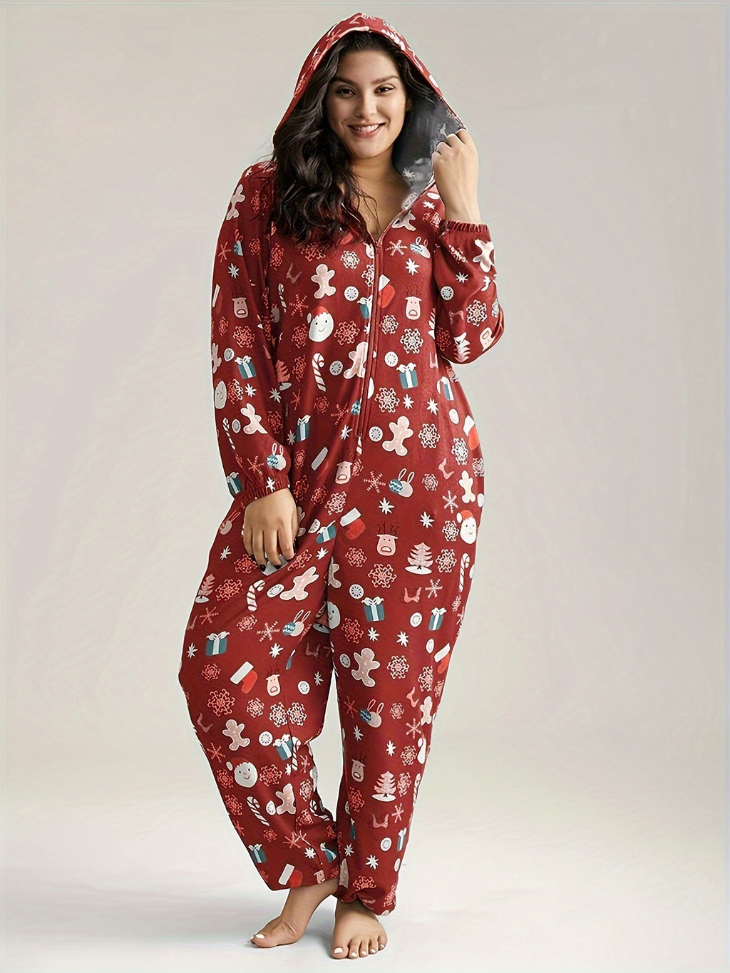 Pyjama grande taille, fermeture zippée, chaleur d'hiver, visuel produit