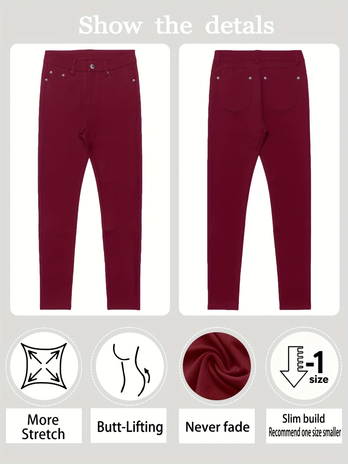 Pantalon slim grande taille, quatre teintes, cinq poches