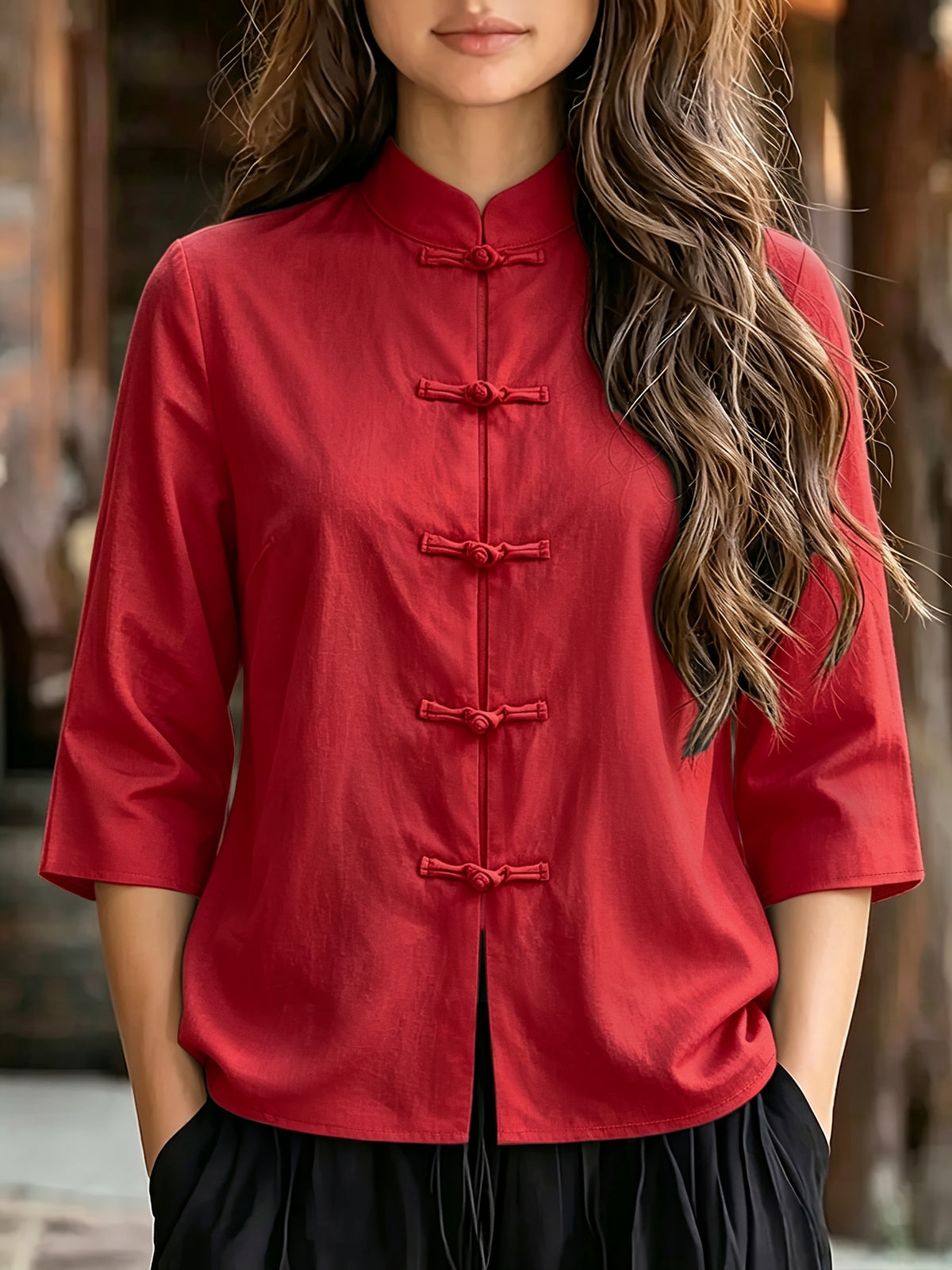 Chemise grande taille, dentelle contrastée, manches longues, toutes saisons, détail du tissu