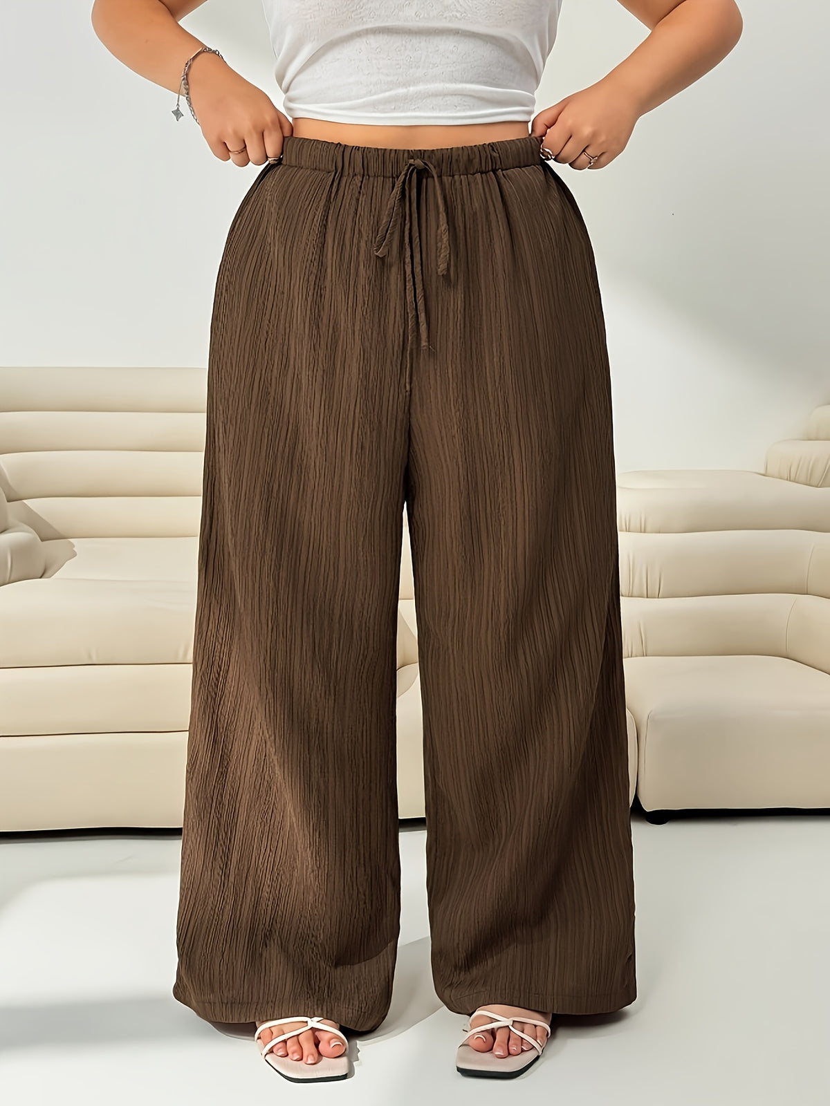 Pantalon d'été grande taille — Lot de 3 palazzos froissés