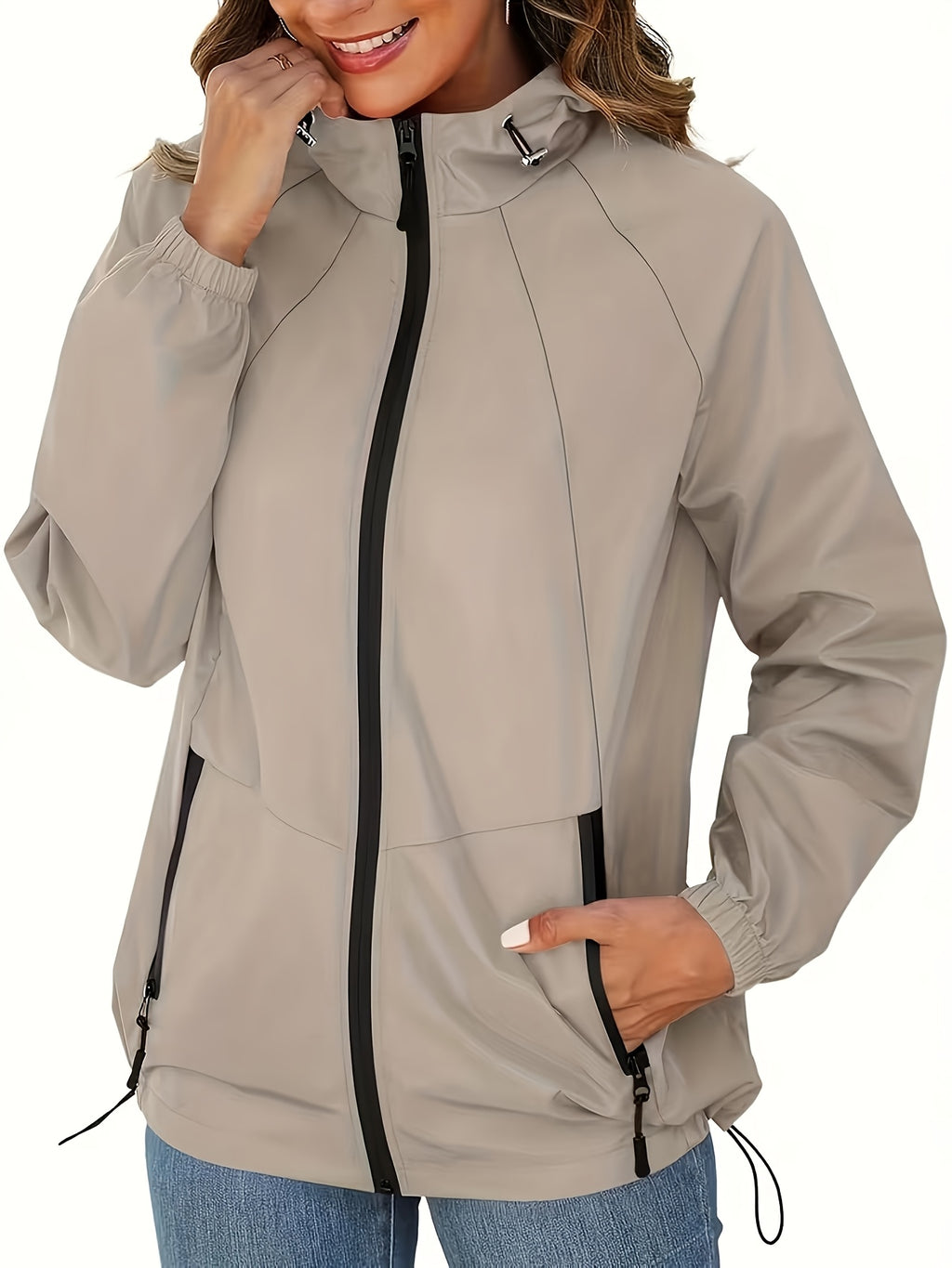 Veste grande taille, fermeture zippée, esprit trench, visuel produit