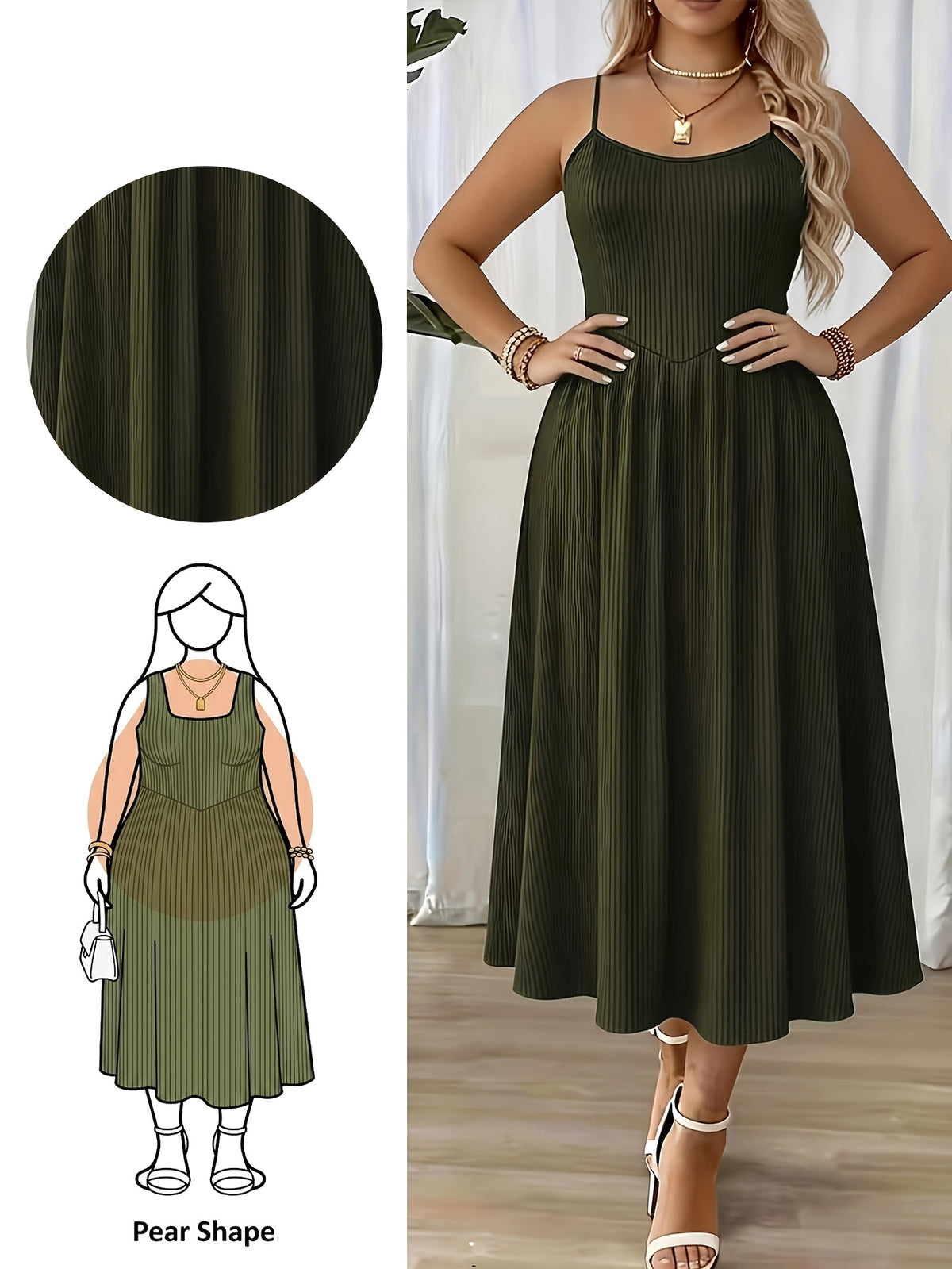 Robe longue grande taille — Maille côtelée à buste pointu