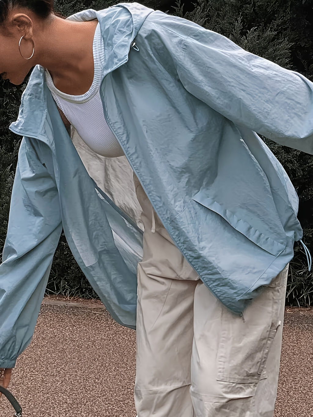 Veste grande taille, coupe ample, fermeture zippée — composition : 97% Polyester, 3% Élasthanne