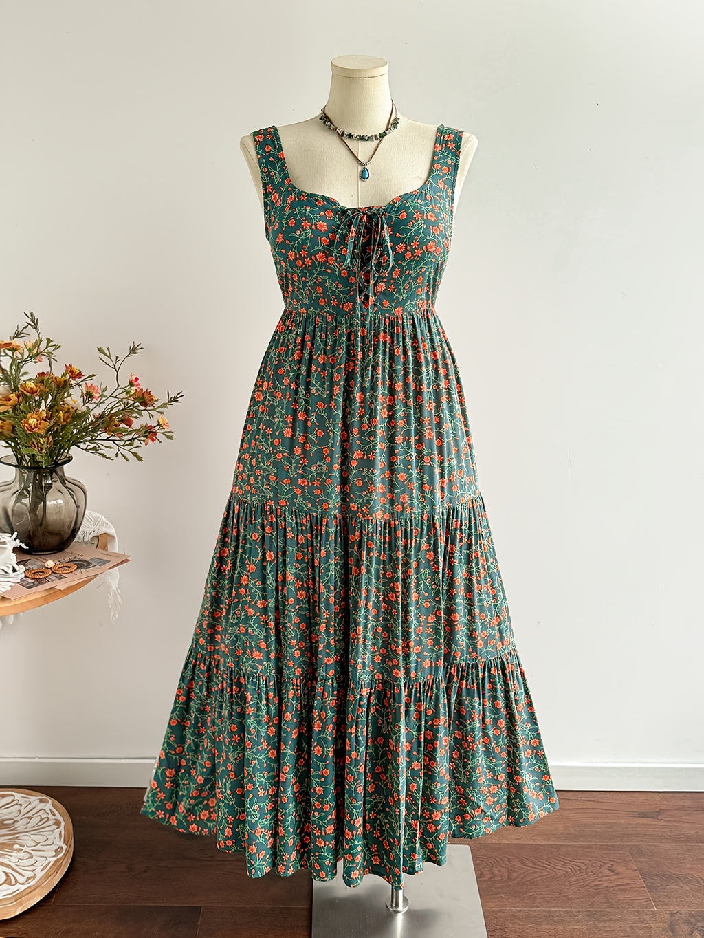 Robe longue grande taille — Viscose bohème à dos smocké