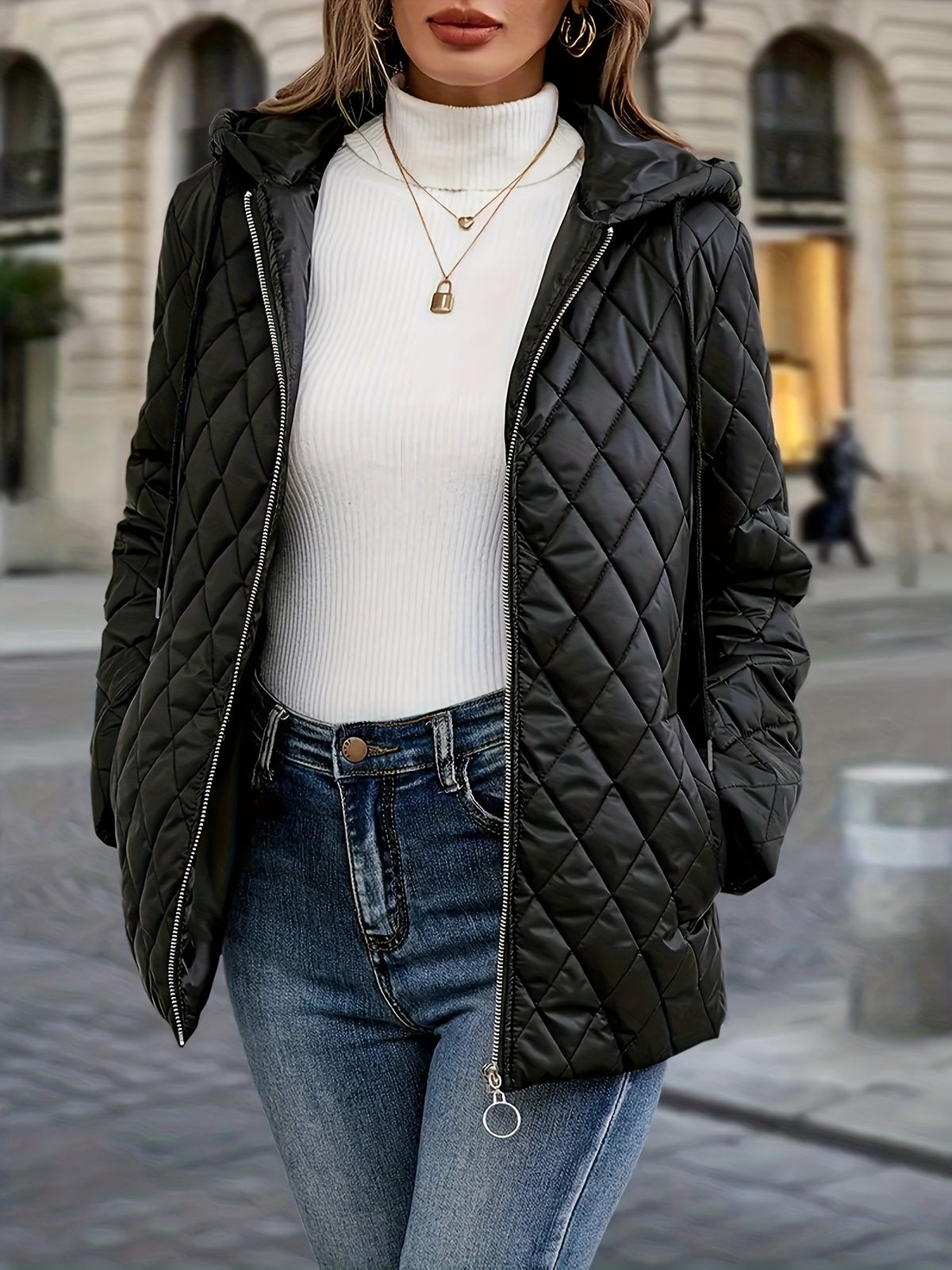 Veste grande taille, cordon de serrage, chaleur d'hiver — composition : 100% Polyester Image