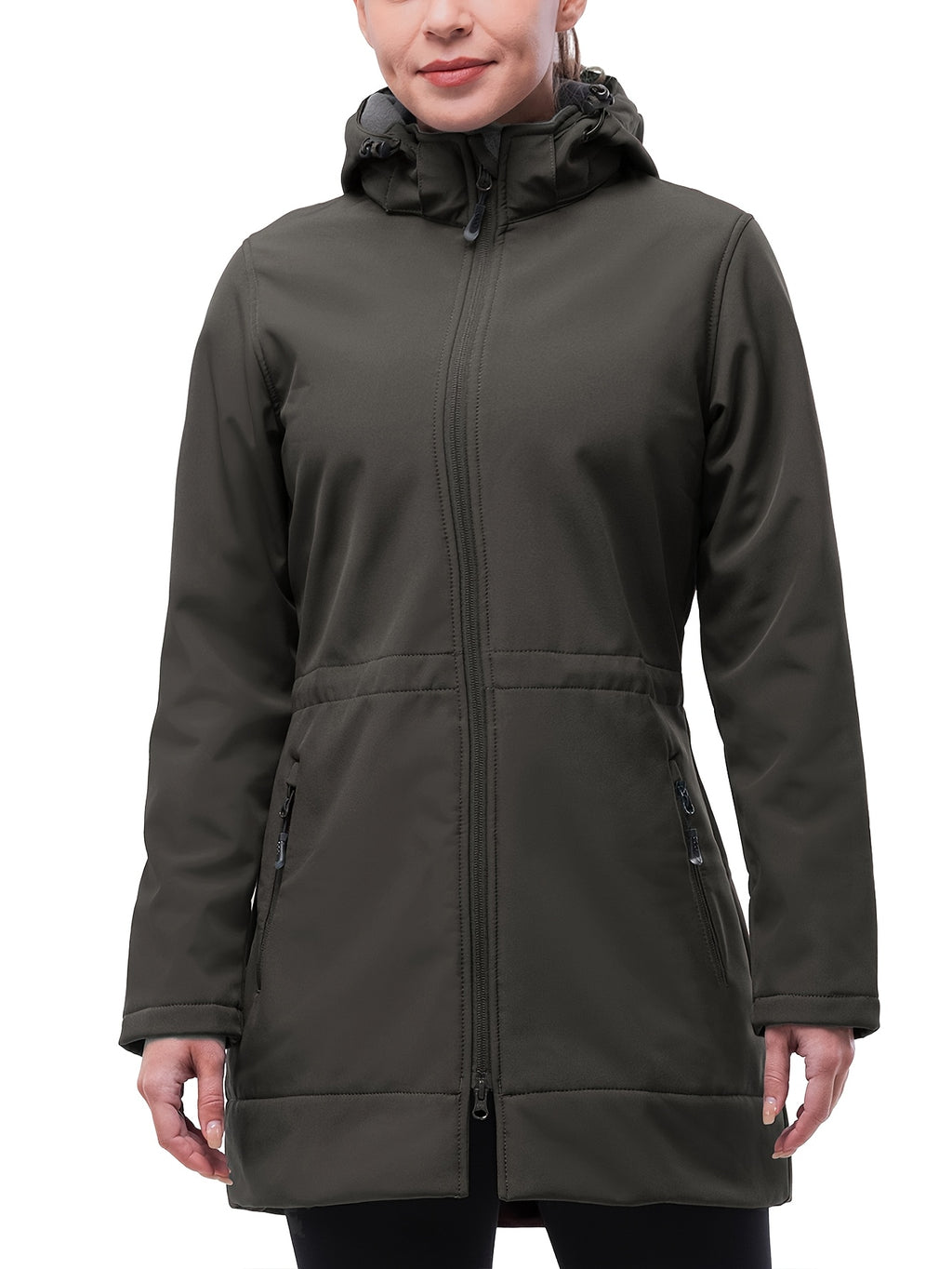 Veste grande taille, capuche, chaleur d'hiver, coupe-vent, détail du tissu