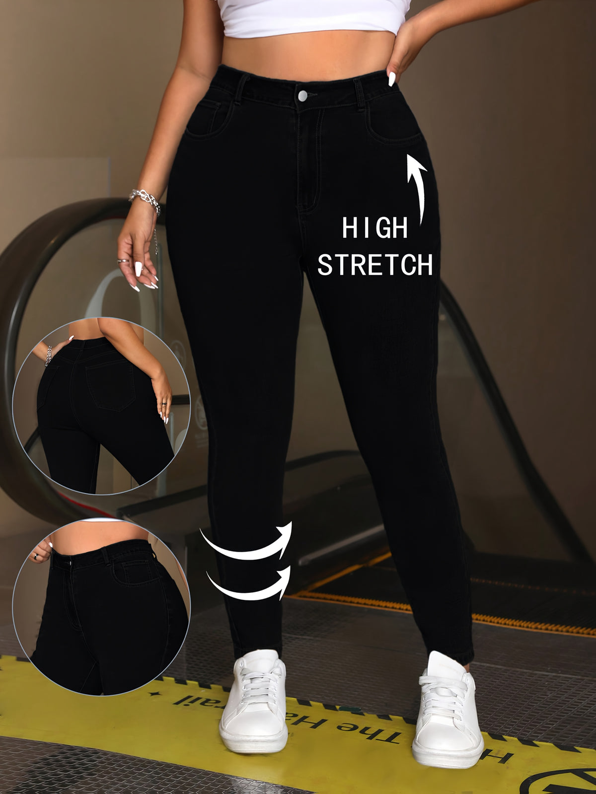 Legging grande taille, coupe longue, tombé fluide — matière : viscose