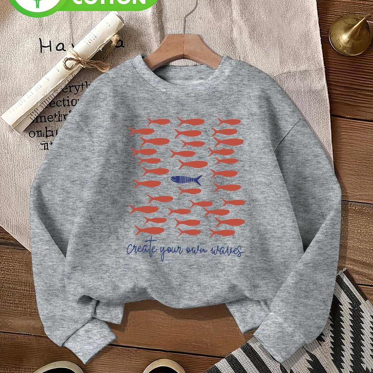 Pull grande taille, col rond, toucher naturel, chaleur d'hiver, porté de face