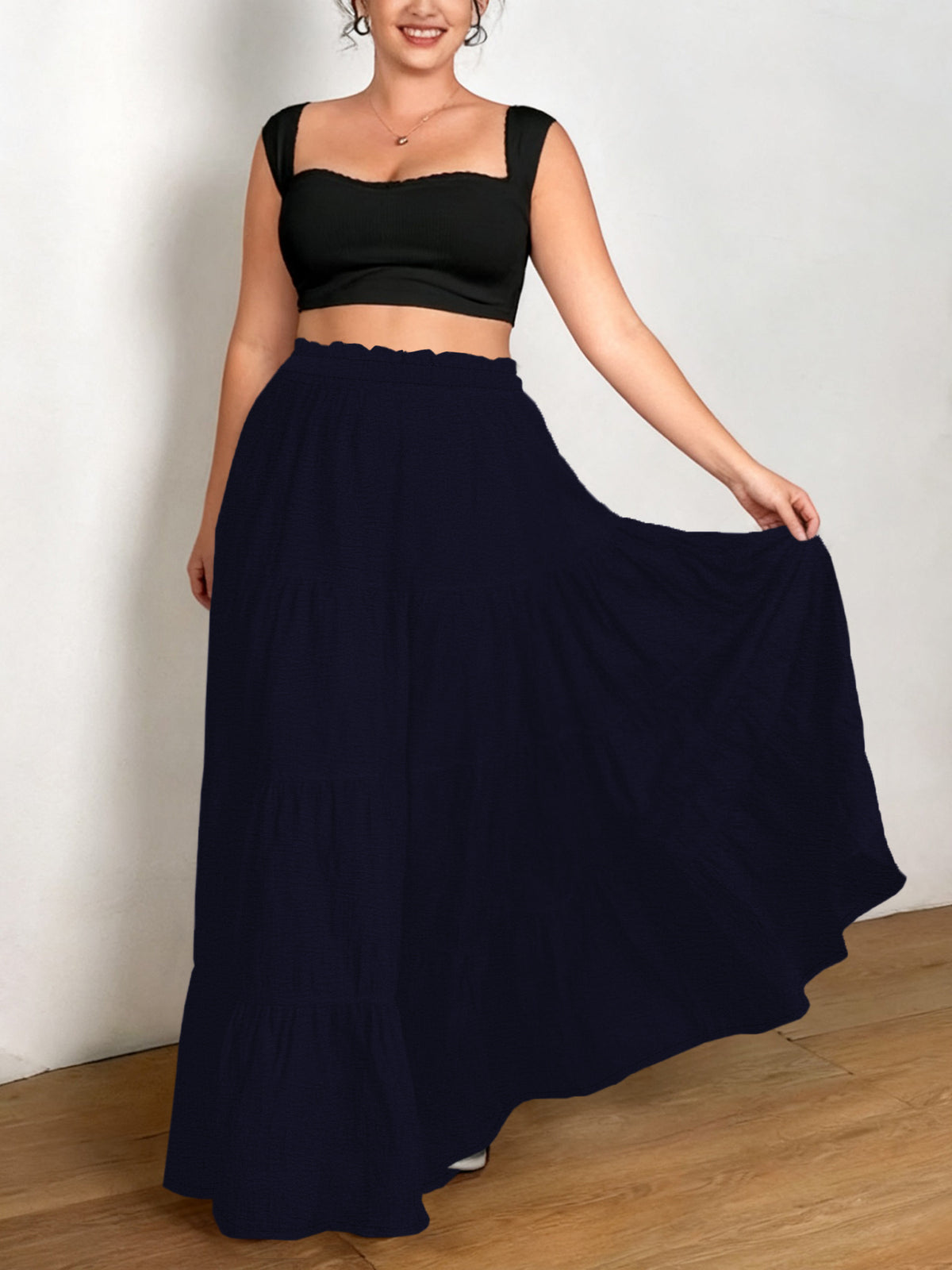 Jupe grande taille, coupe évasée, allure élégante, autre coloris