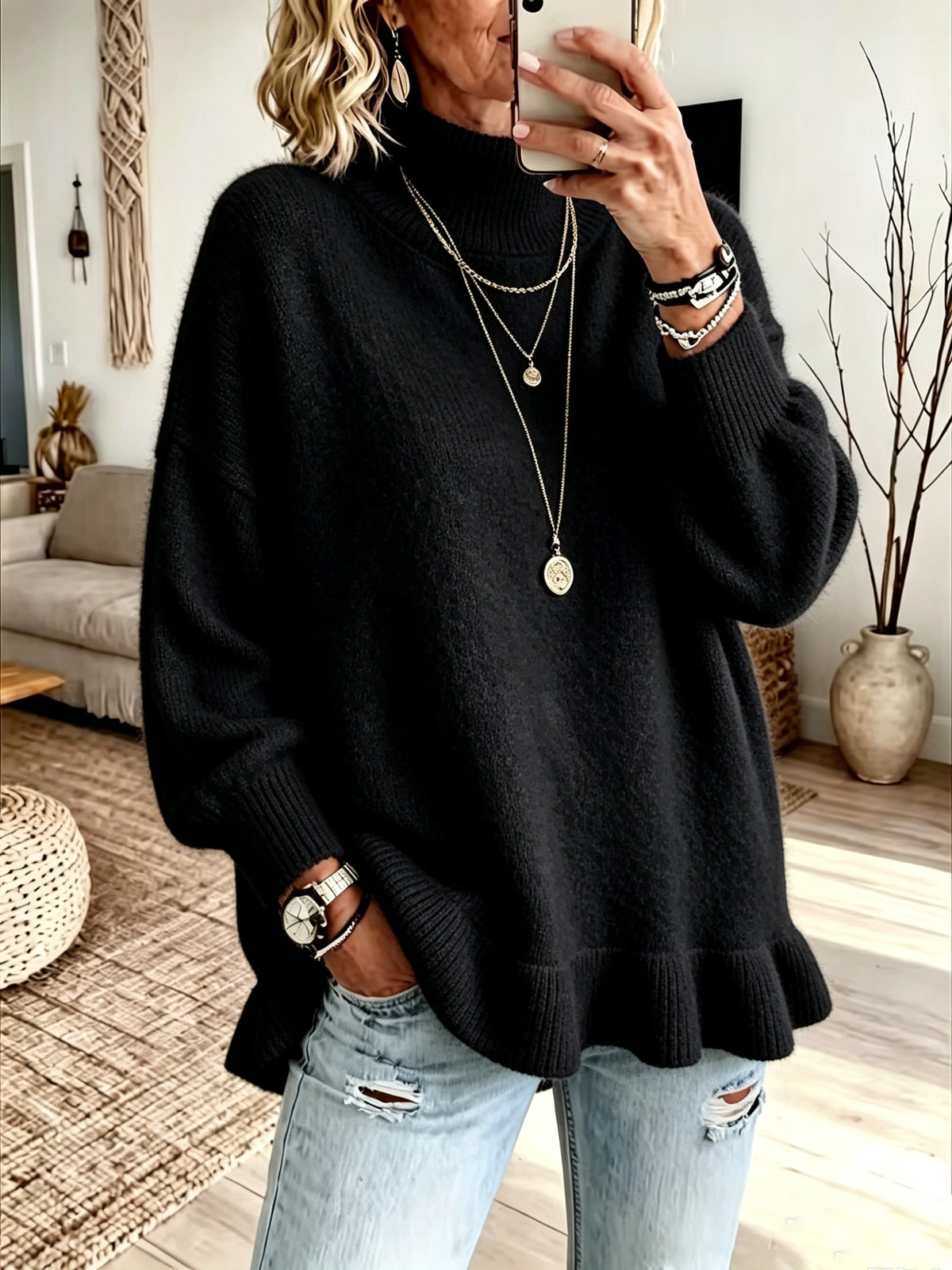 Pull grande taille, manches longues Image
