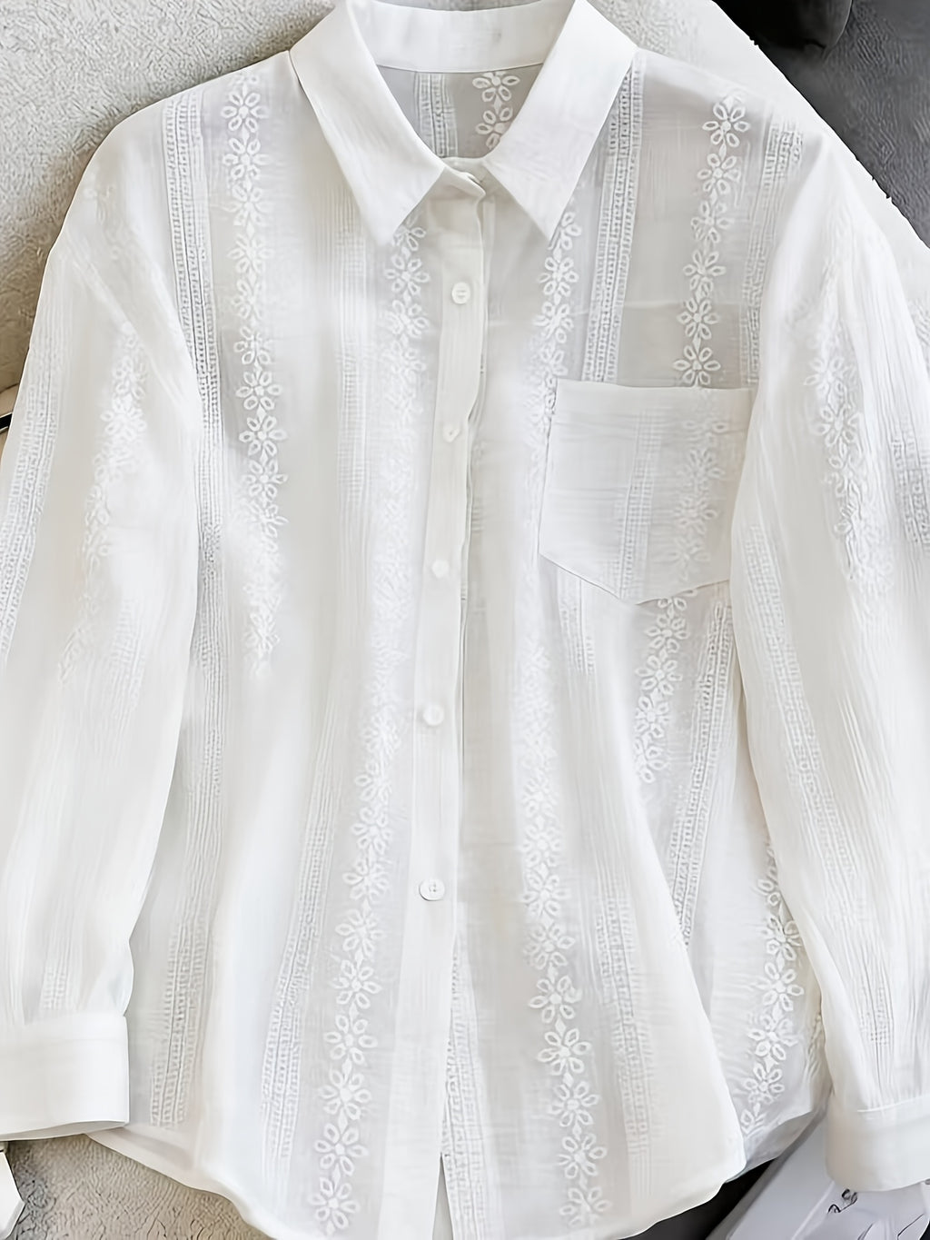 Chemise grande taille, manches longues — composition : 100% Polyester