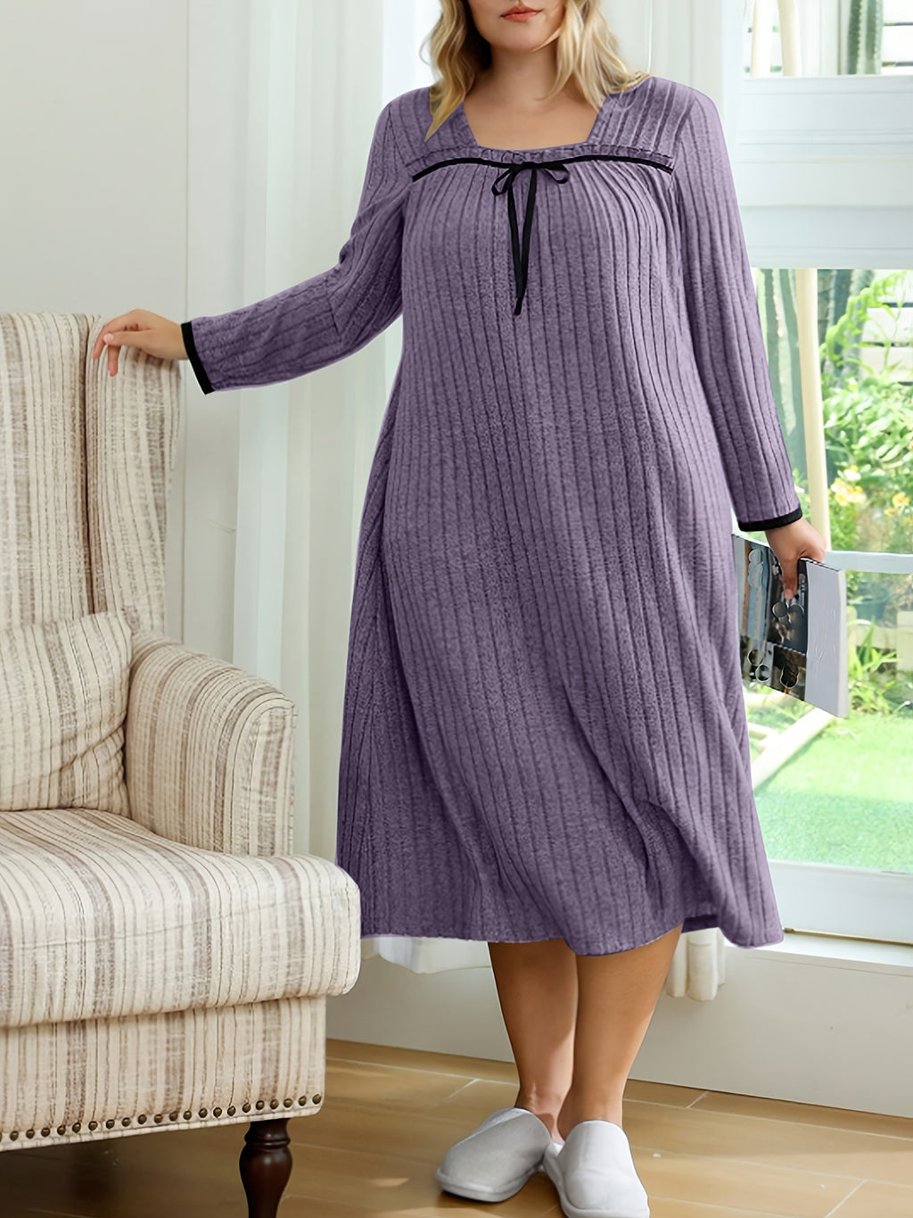 Chemise de grande taille, côtes brossées et ruban