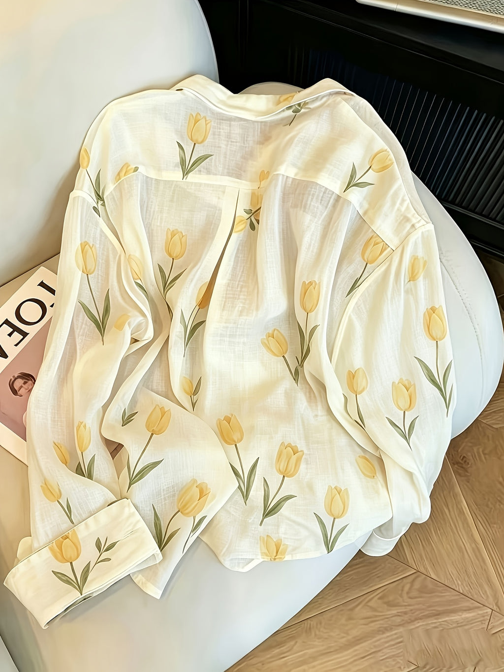 Chemise grande taille à imprimé fleuri, col