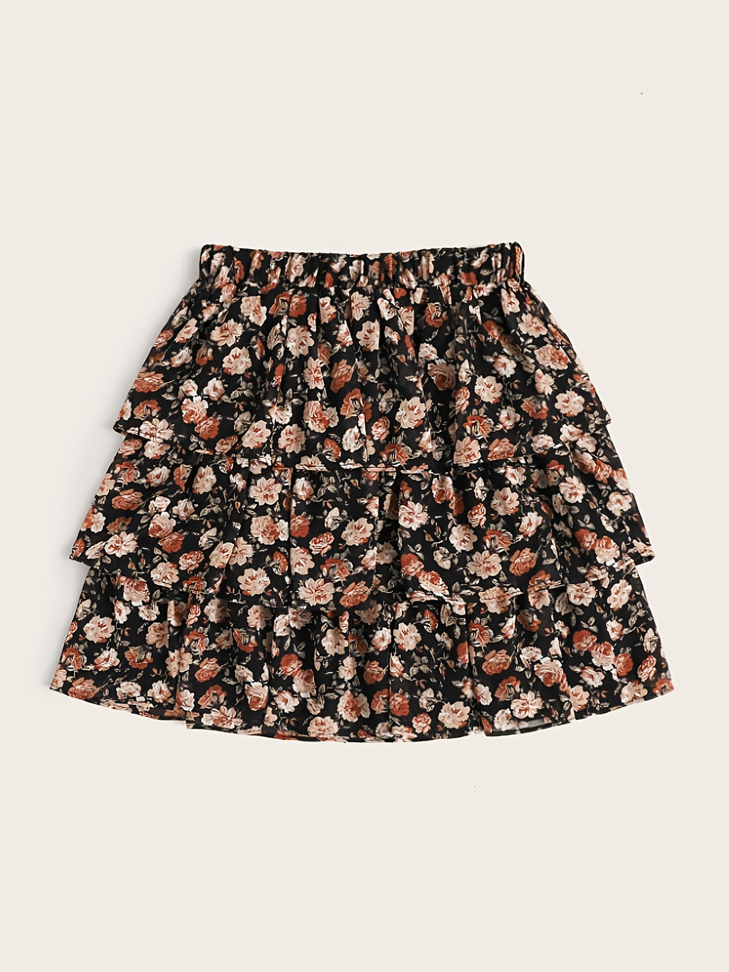 Jupe grande taille en soie à imprimé fleuri, tombé fluide — composition : 100% Polyester