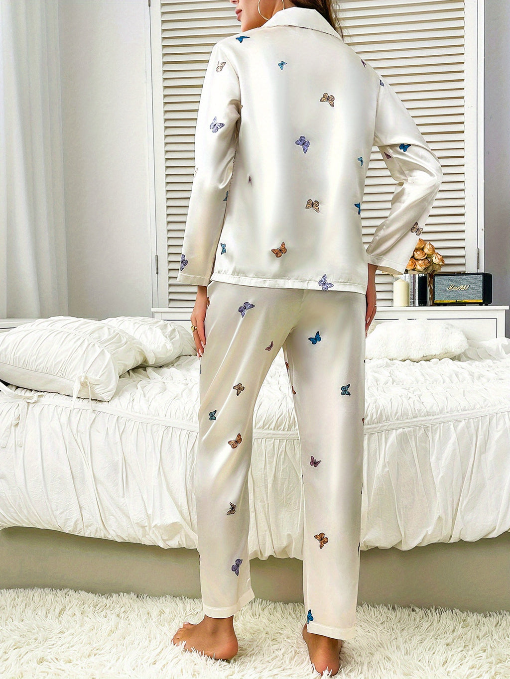 Pyjama grande taille à imprimé fleuri, chaleur d'hiver, tissu opaque