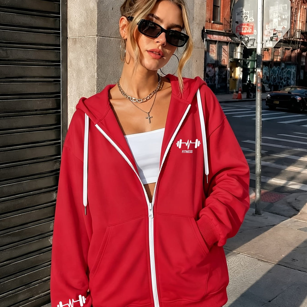 Veste grande taille, coupe ample, capuche, manches longues, détail du col