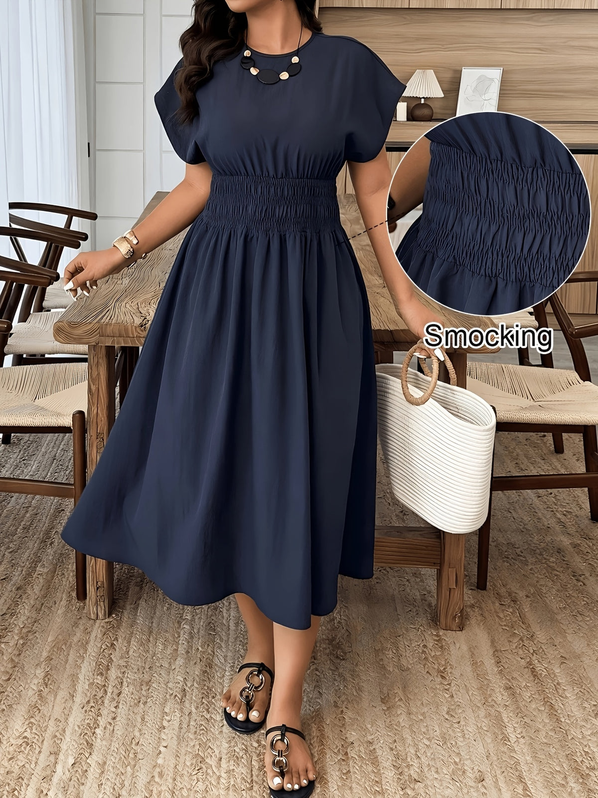Robe grande taille, coupe ample, longueur midi